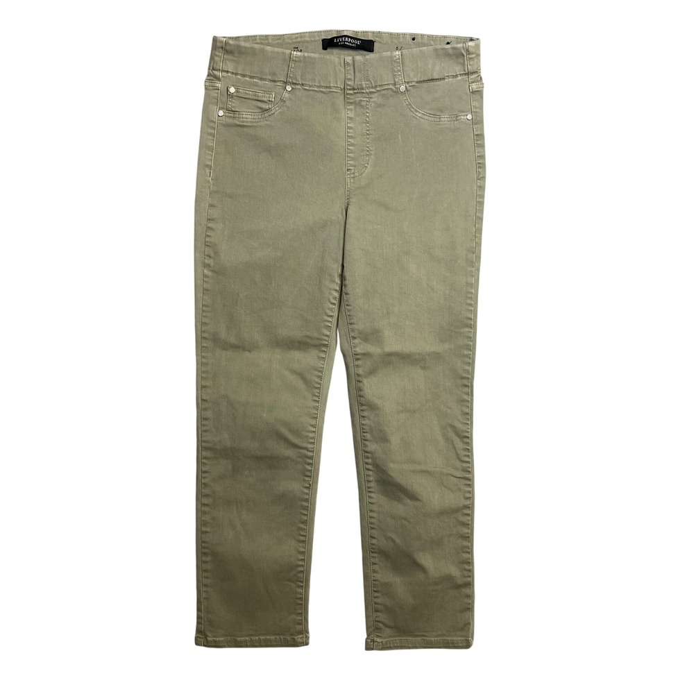 Liverpool The Crop Pull On Jeans Size 6 / 28 Saguaro Palm Olive Green Stretch